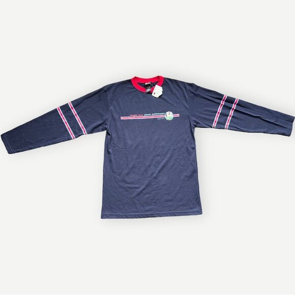 NWT Bugle Boy Kids Retro Long Sleeve Navy Blue Logo Shirt. Tee. 14/16. 14. 16. - Picture 1 of 6